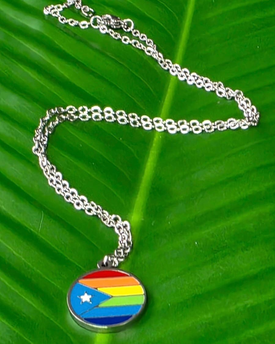 Rainbow Puertorican Flag Necklace