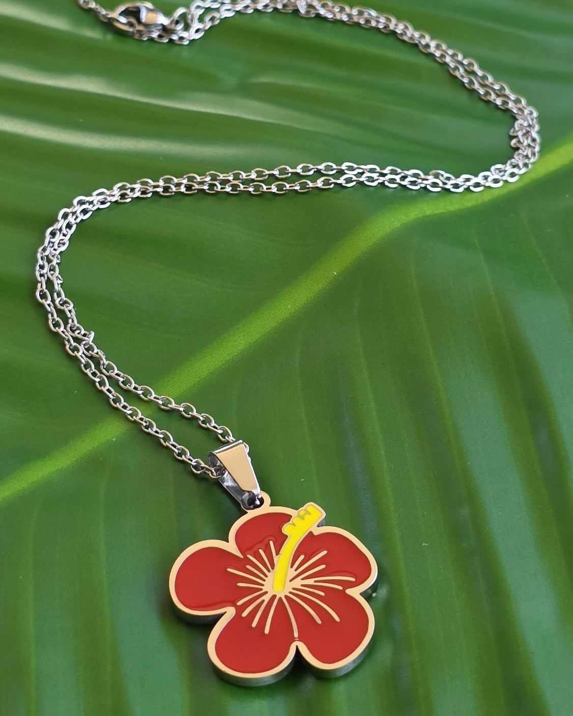 Red Flor Maga Stainless Steel Necklace