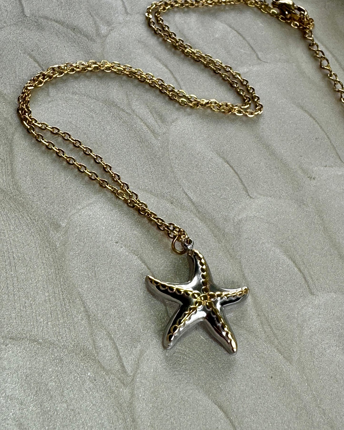 Two-Tone Starfish Stainless Steel Necklace