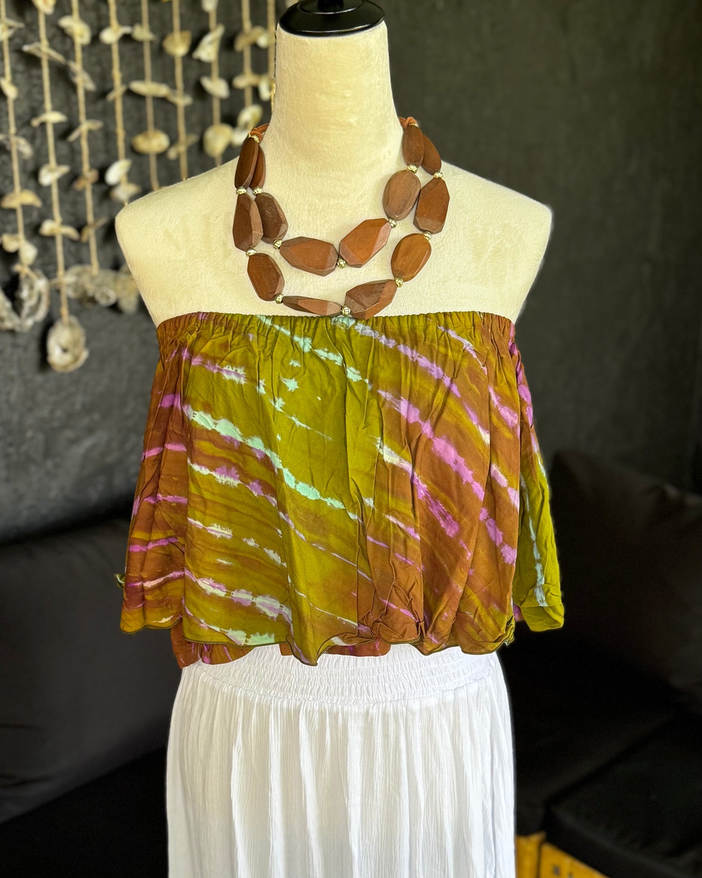 Nadia Crop Top Tie Dye Green