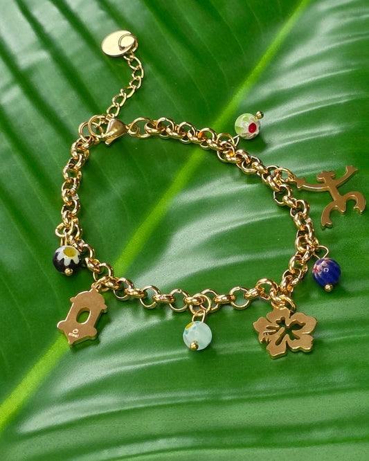 Cristal Murano Bracelet Gold Stainless Steel