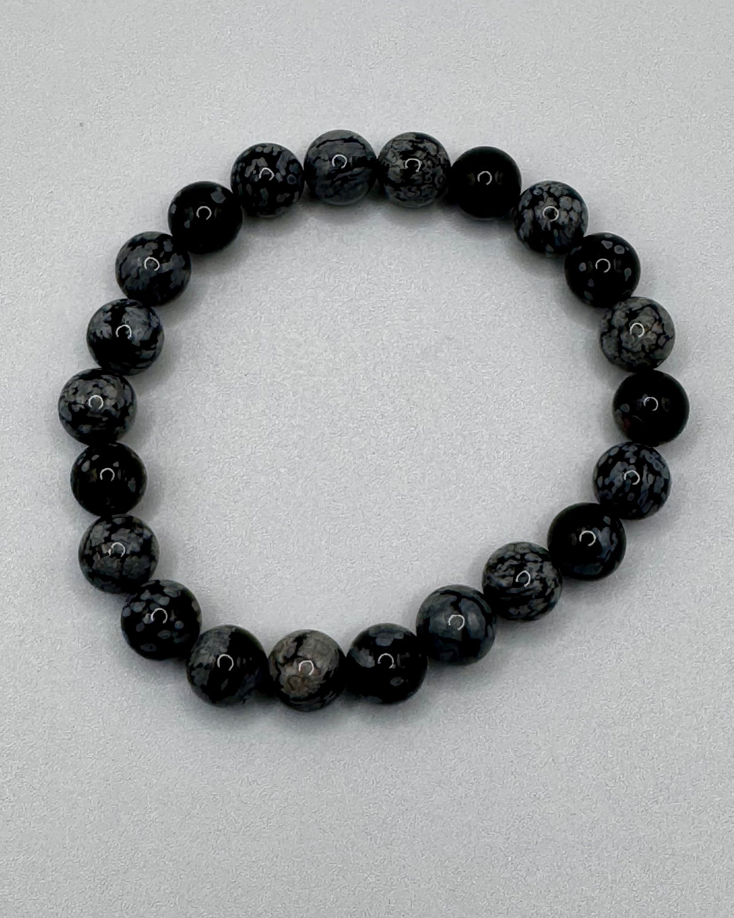 Snowflake Obsidian 8mm Sphere Bracelet