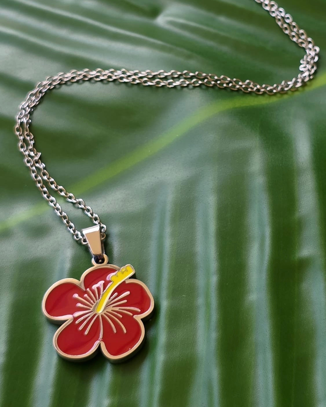 Red Flor Maga Stainless Steel Necklace