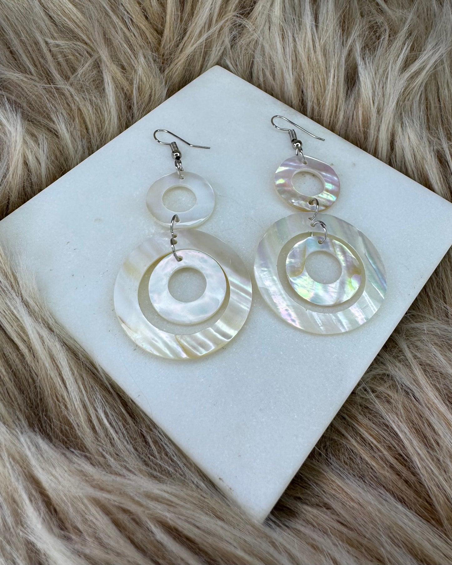 Long Circle Shell Earrings