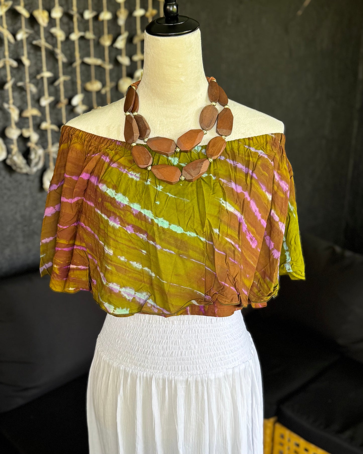 Nadia Crop Top Tie Dye Green