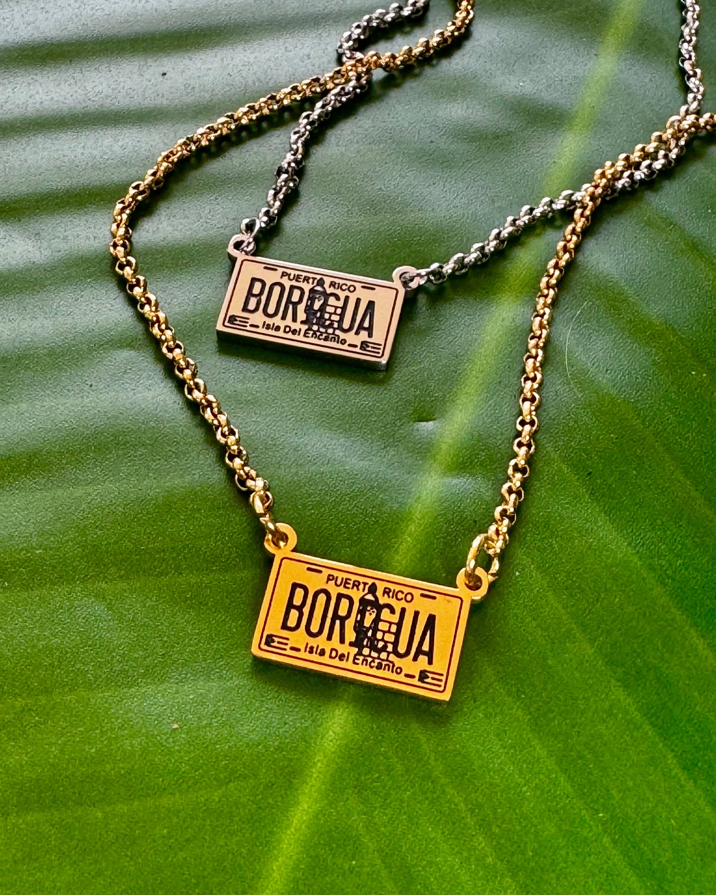 Boricua Tag Necklace- Gold Stainless Steel