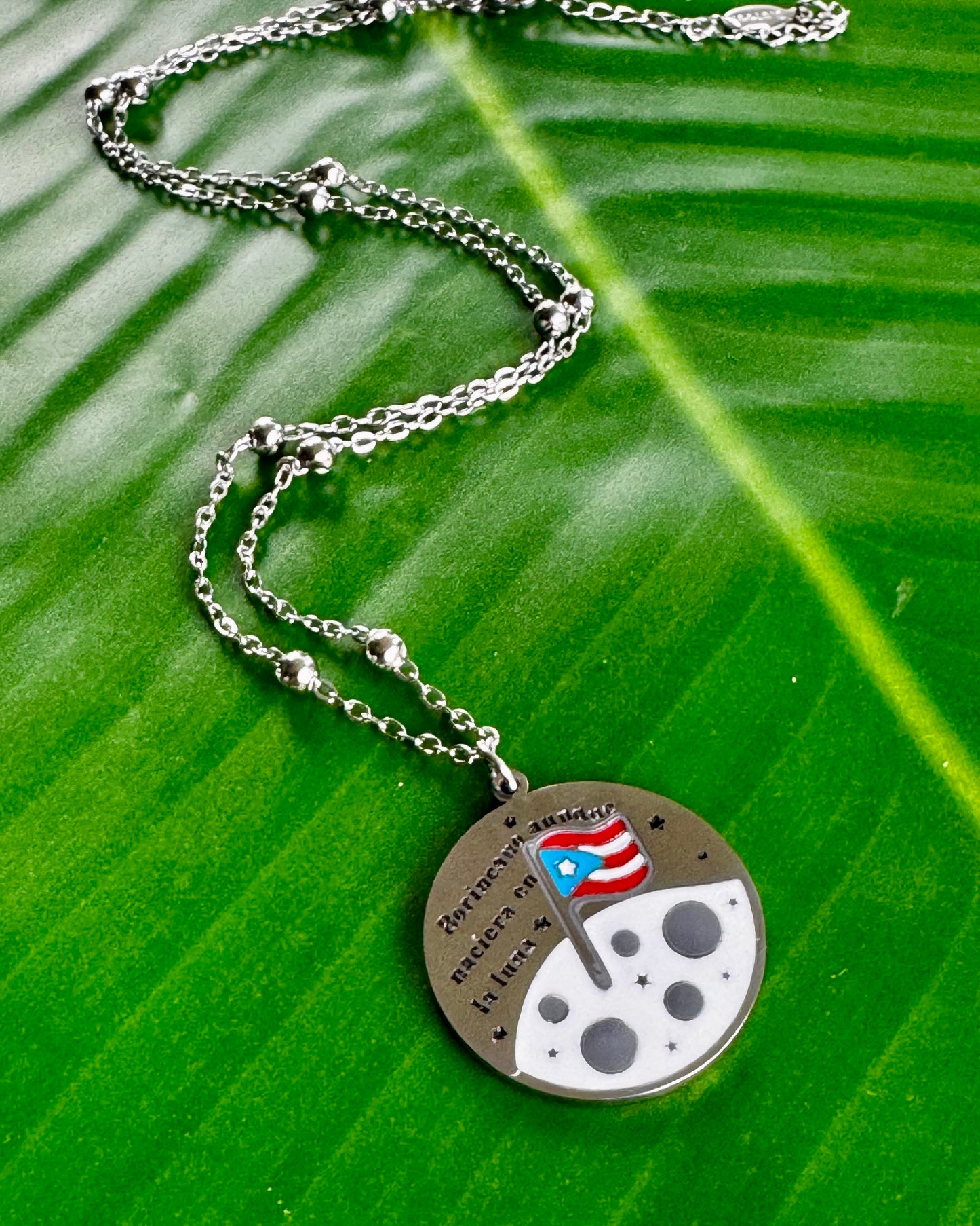 “Borincano aunque naciera en la luna” Necklace