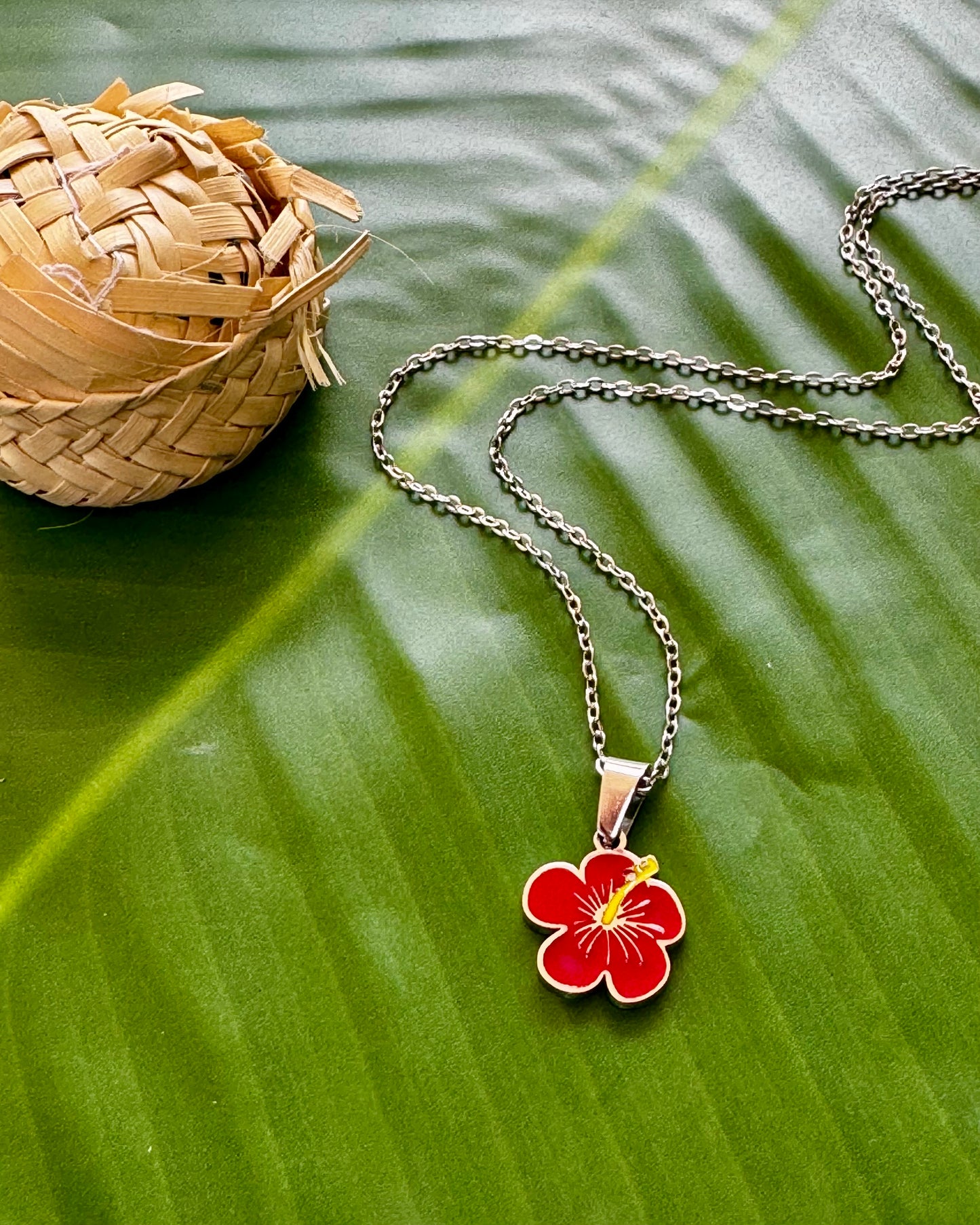 Red Flor Maga Necklace Stainless Steel