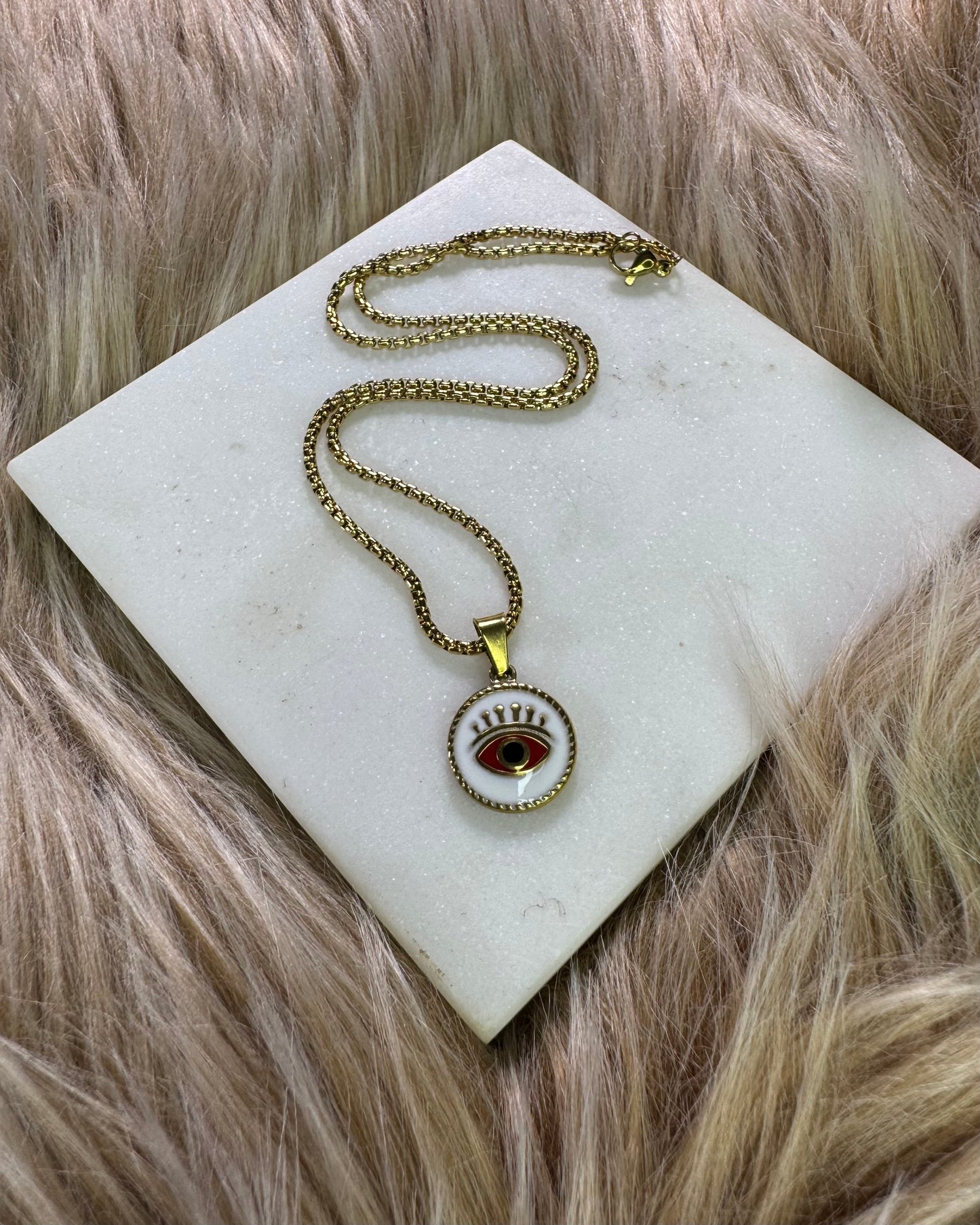 Gold Plated Evil Eye Stainless Steel Necklace