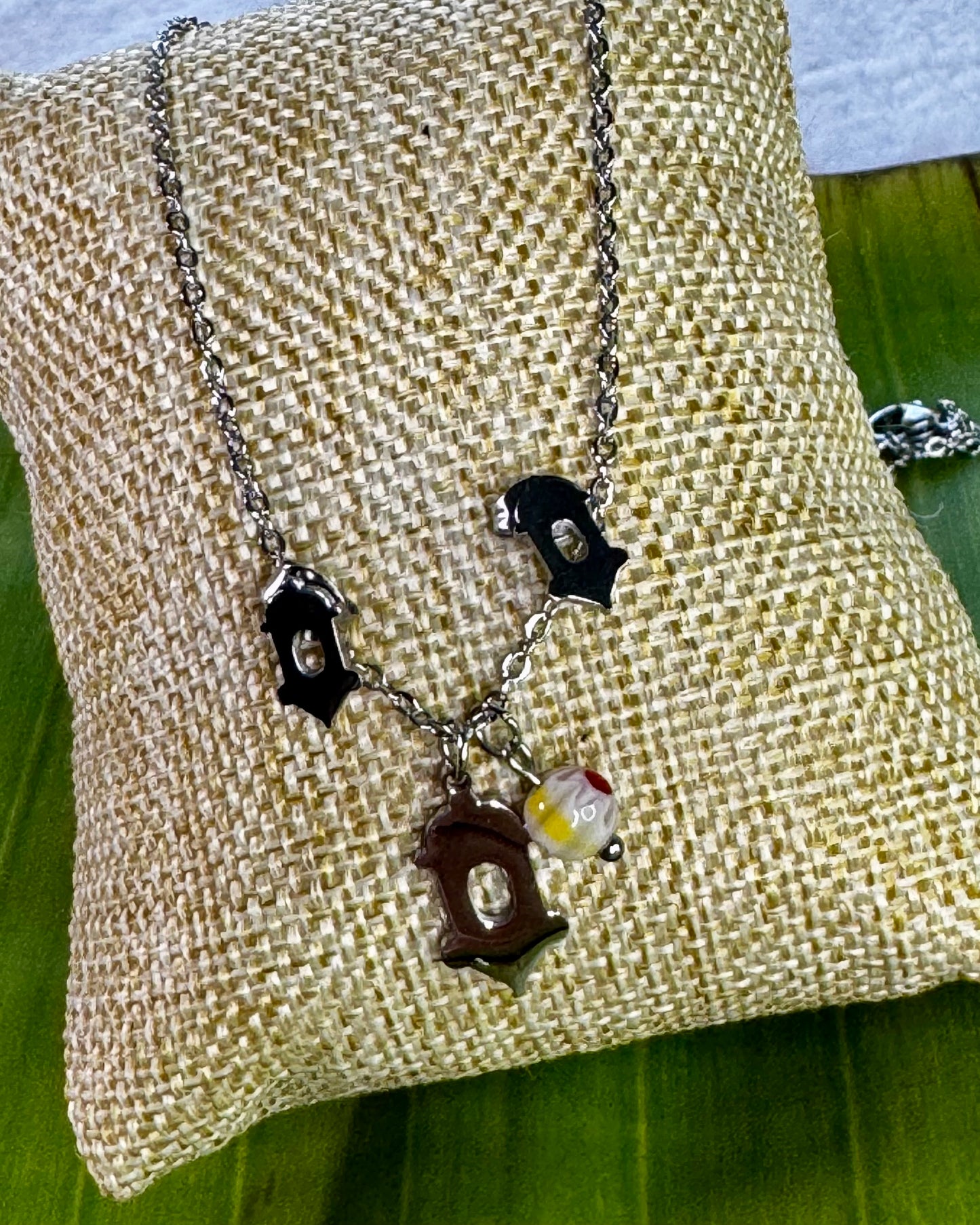 Old San Juan inspired El Morro charm necklace and earrings with Murano glass detail