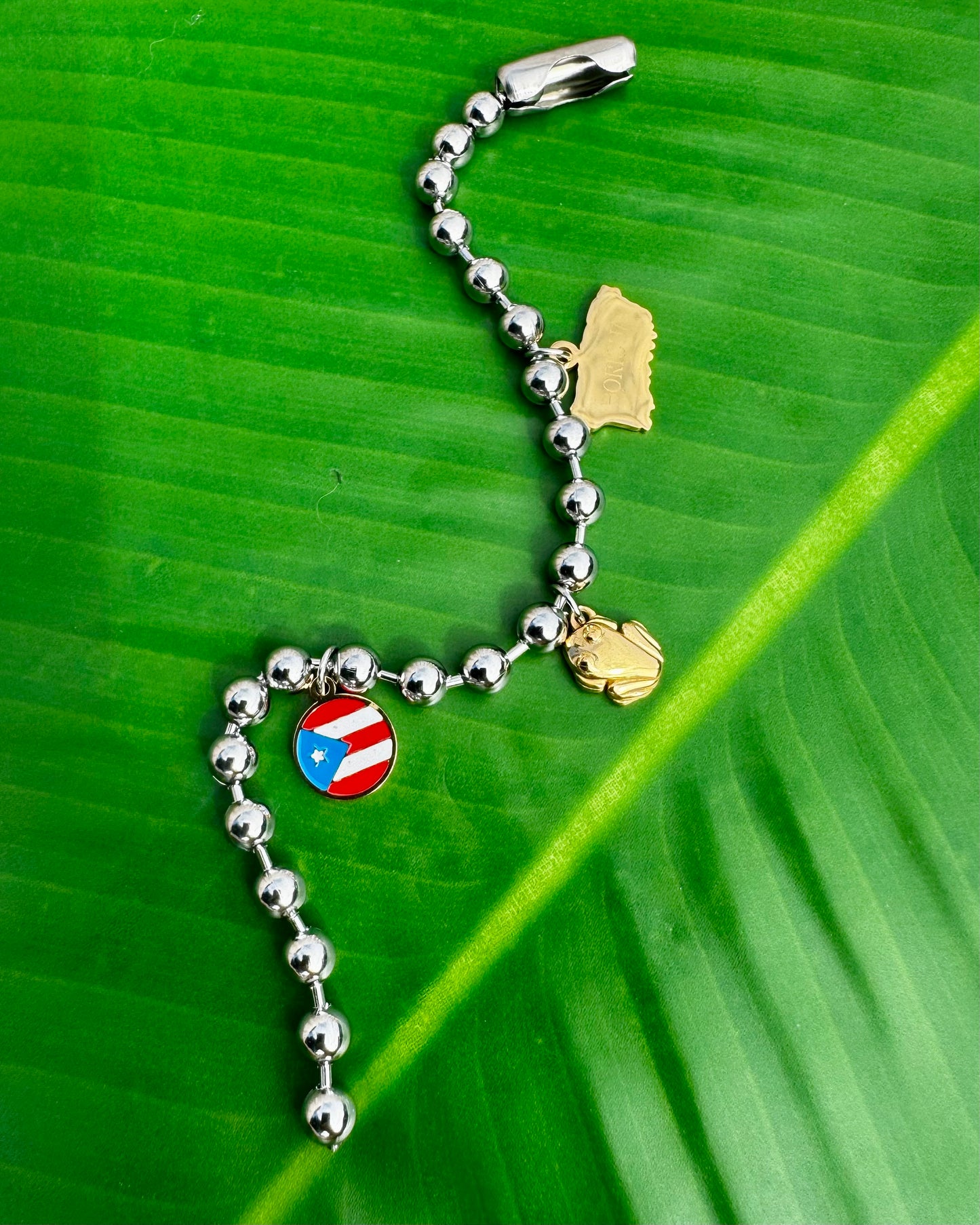 Puerto Rico Stainless Steel Ball Bracelet