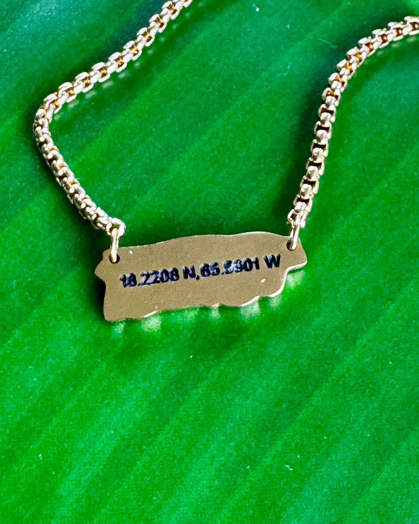 Puerto Rico Coordinates Necklace