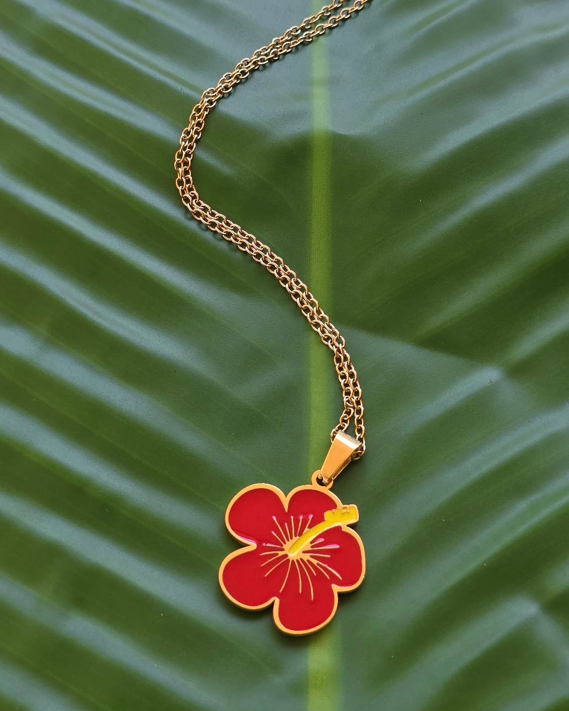 Red Flor Maga Stainless Steel Necklace