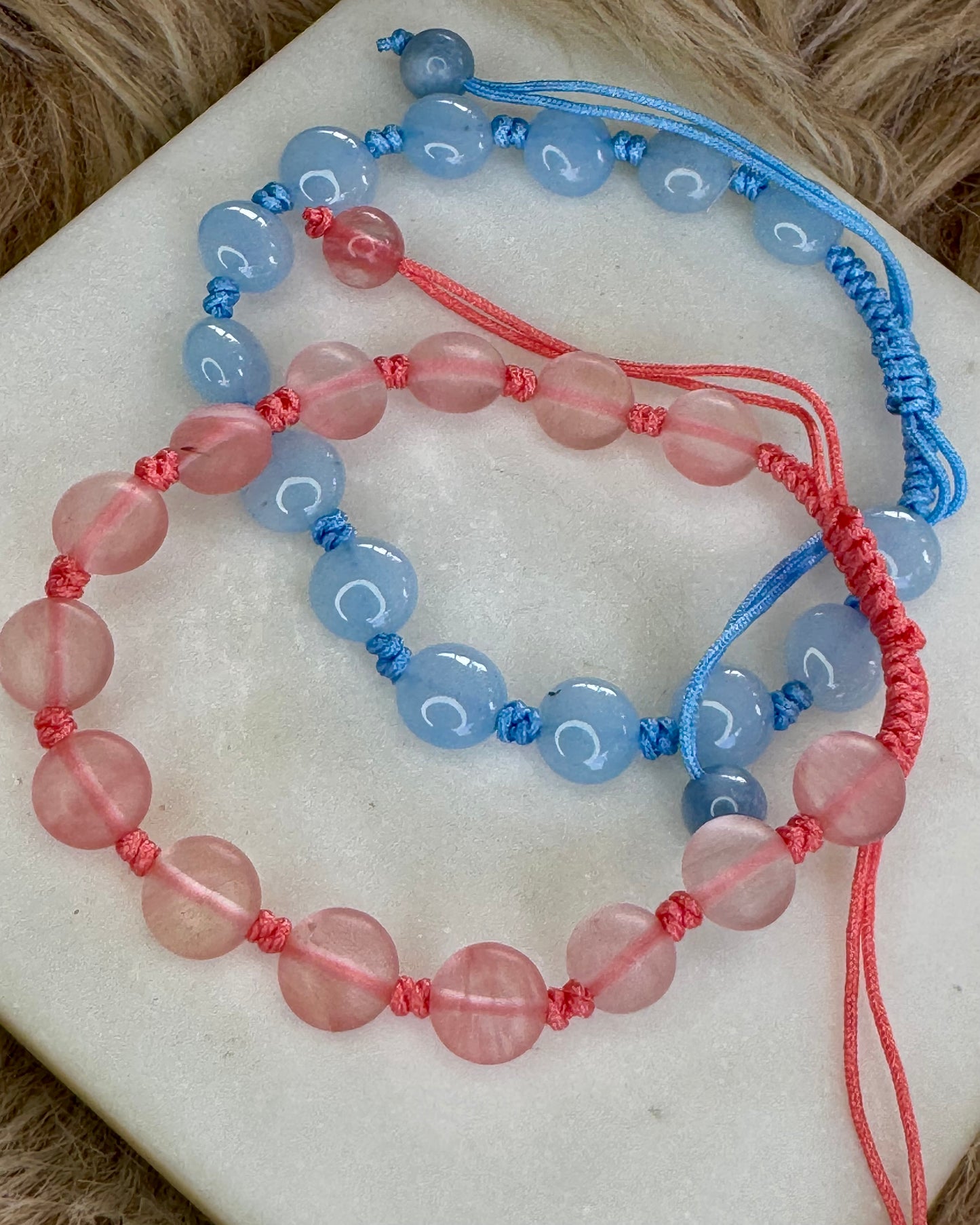 Strawberry Quartz Adjustable Bracelet