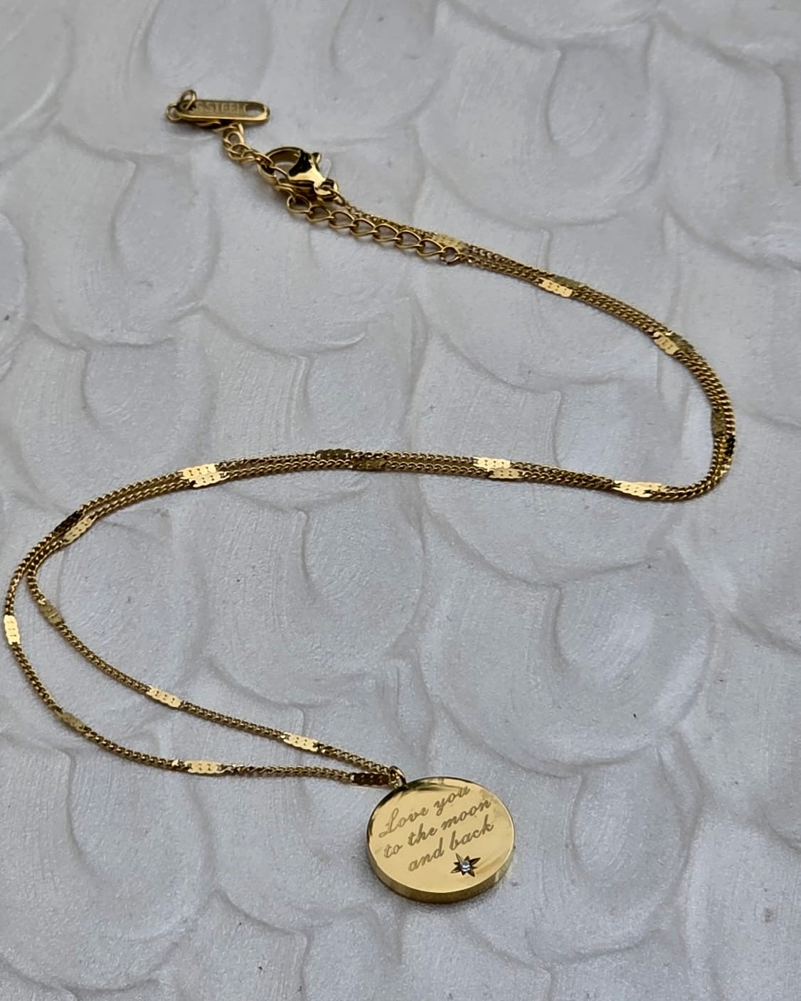Gold Stainless Steel “Love You to the Moon & Back” Necklace