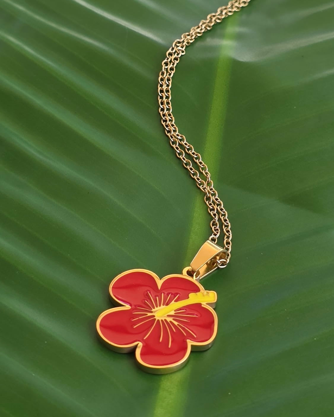 Red Flor Maga Stainless Steel Necklace