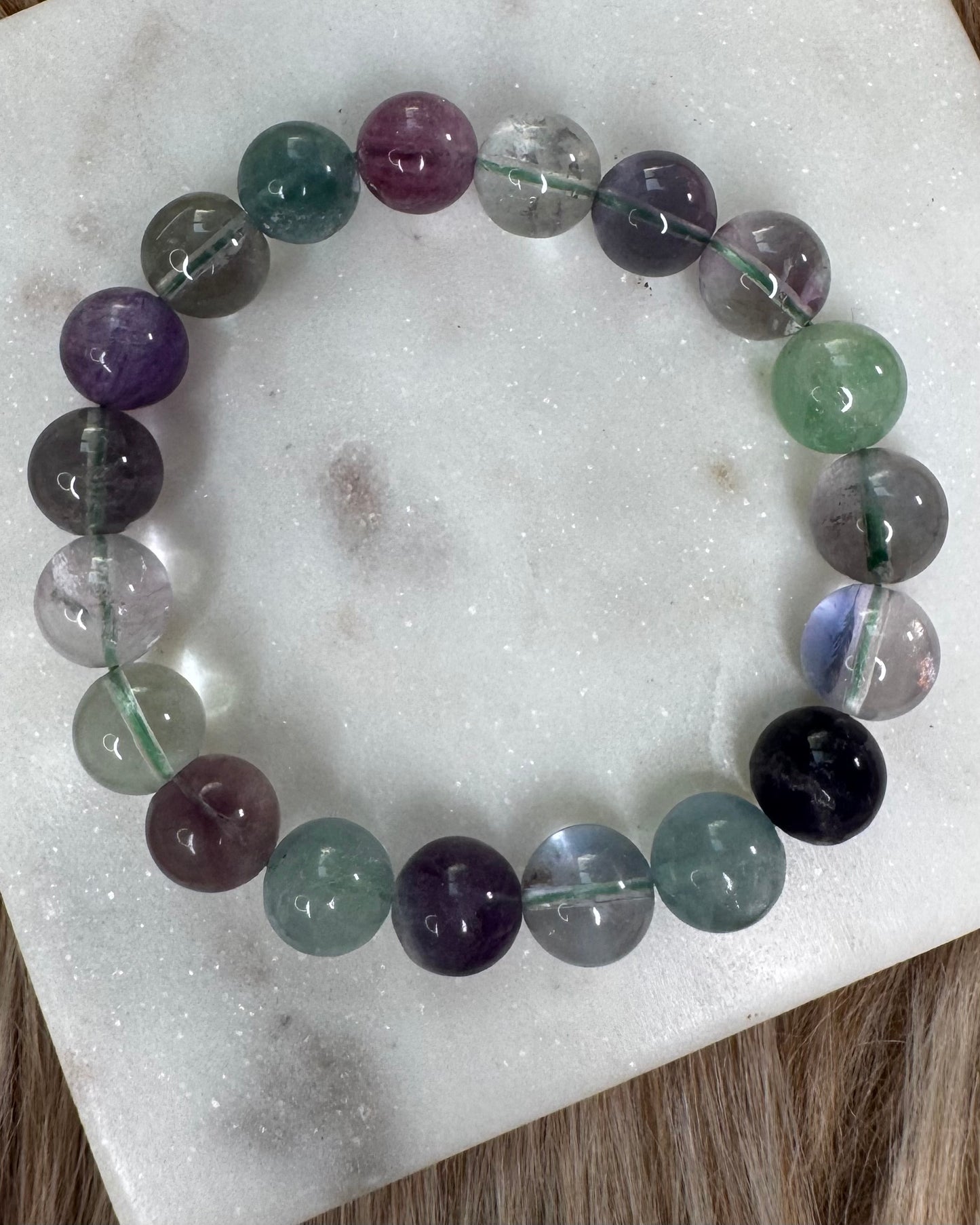 Fluorite 10mm Sphere Bracelet