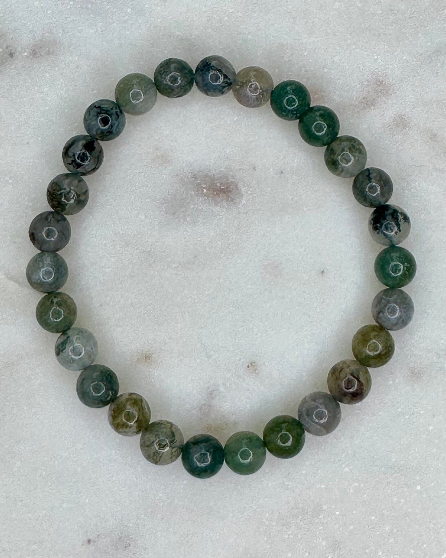 Moss Agate 6mm Sphere Bracelet