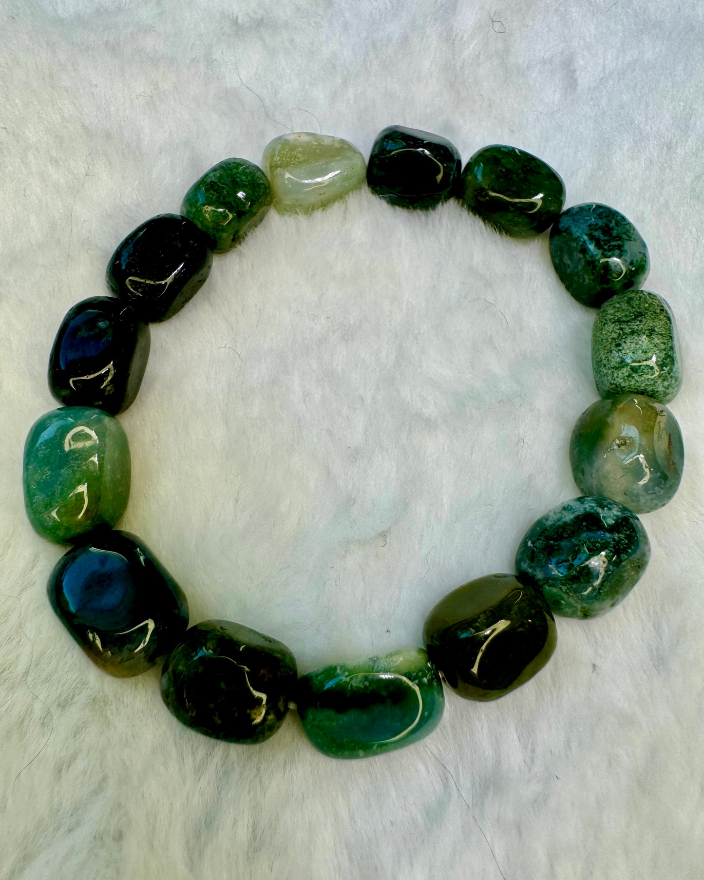 Moss Agate Jellybean Bracelet