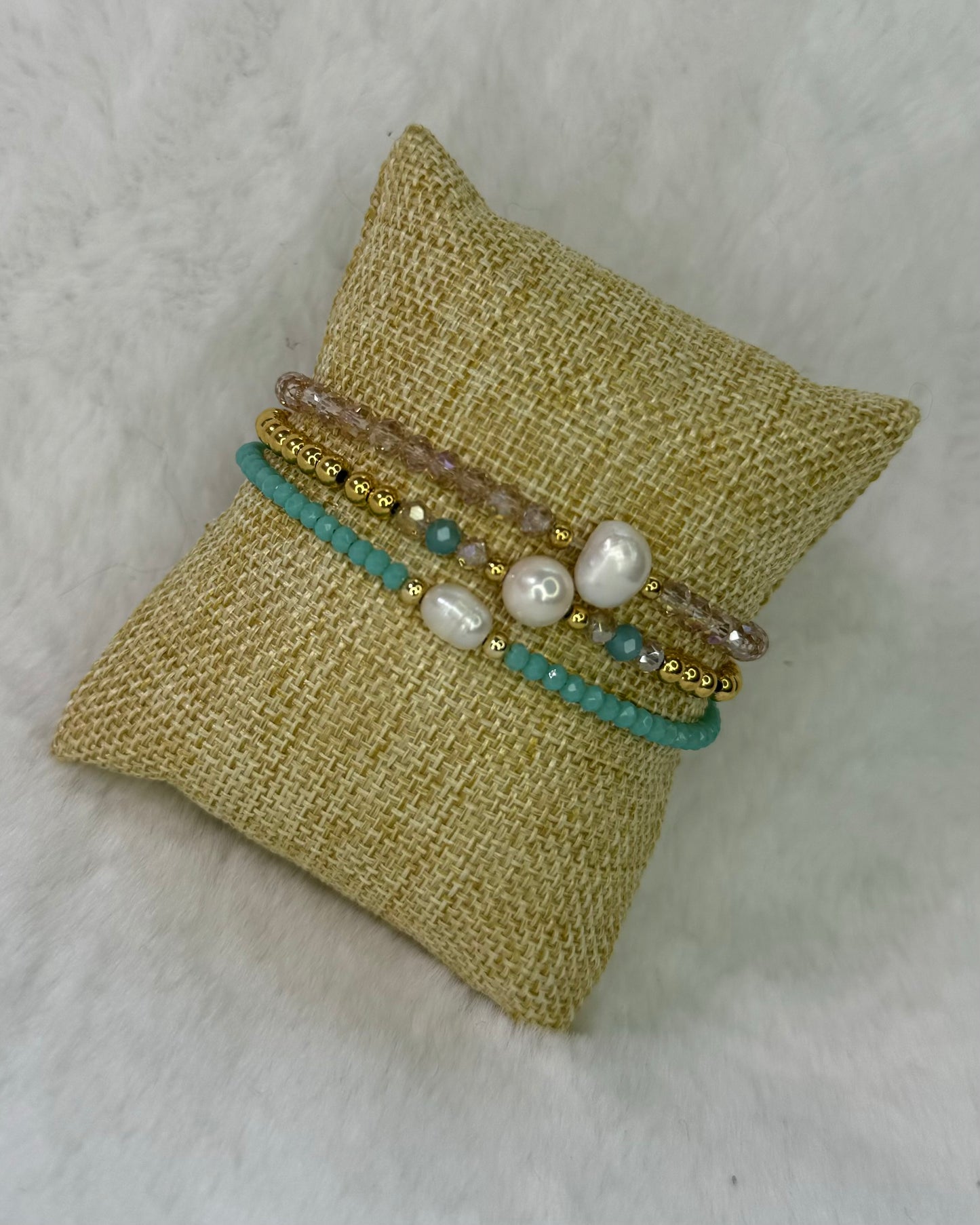 2 Gold- Plated Pearl Bracelet
