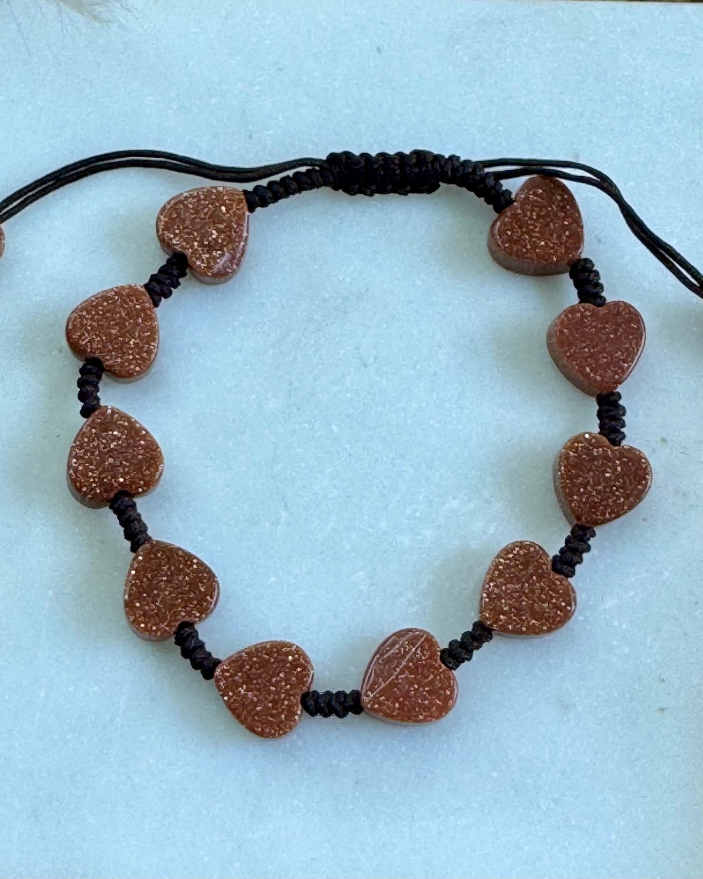 Gold Sandstone Heart Bracelet – Adjustable