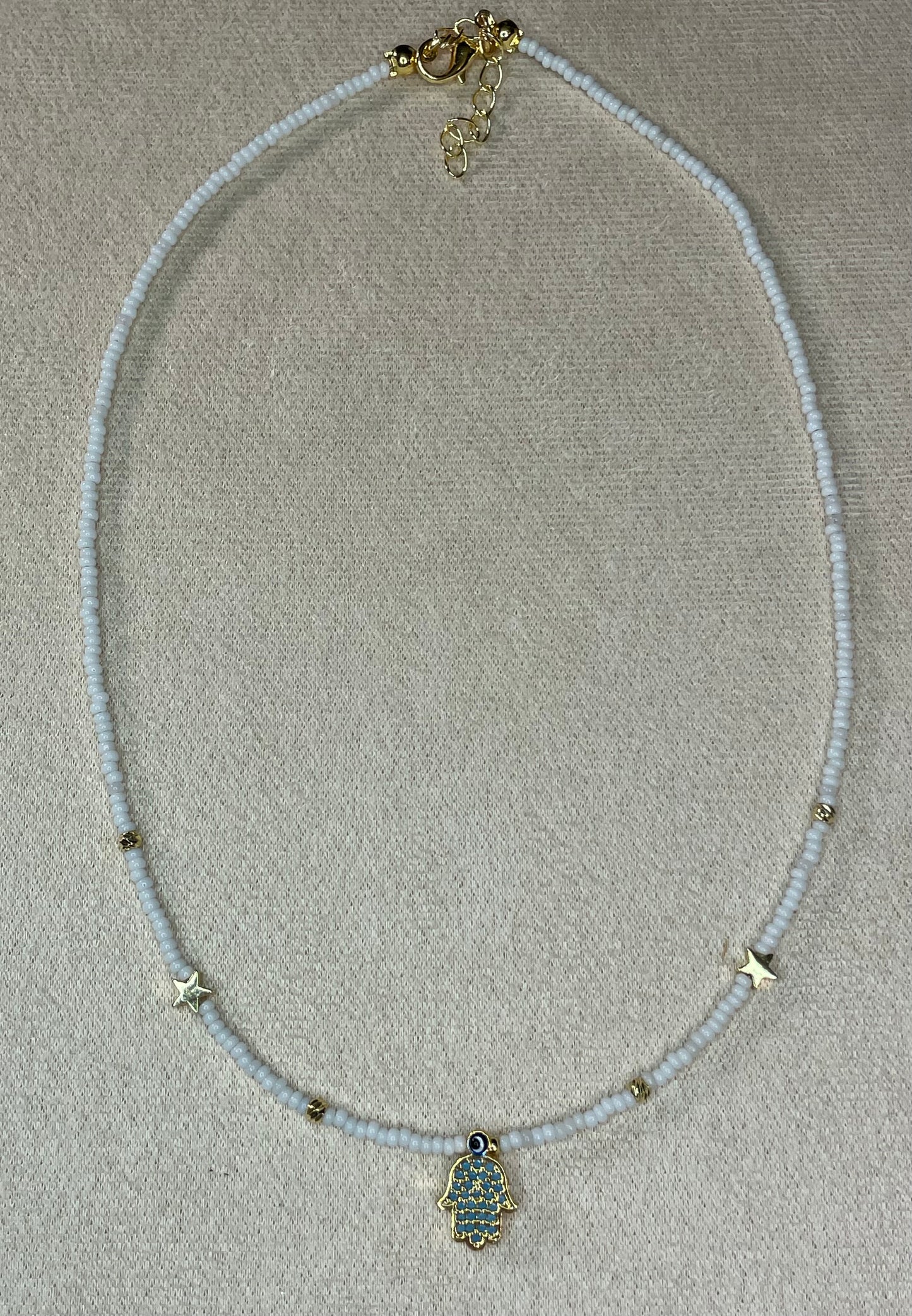 White Fatima Hand Necklace