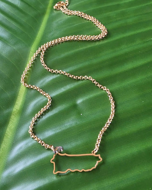 Puerto Rico Heart Stainless Steel Necklace