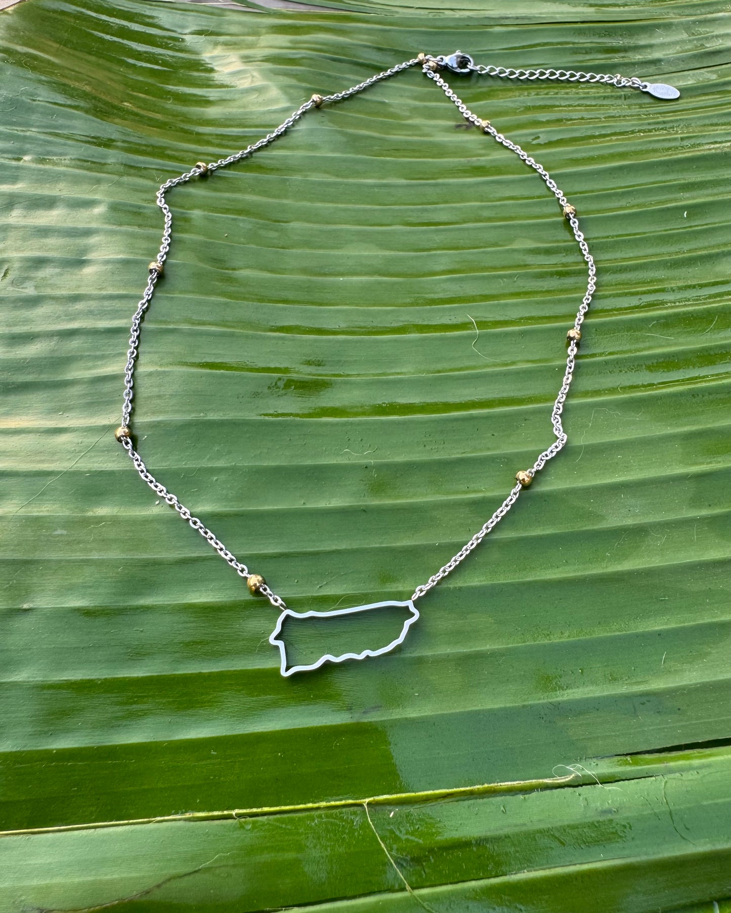 Puerto Rico Line Map Necklace