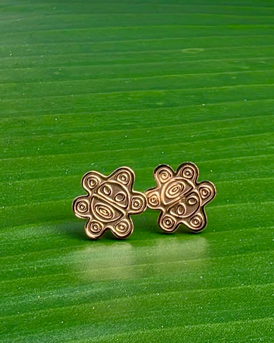 10mm Sol Taino stainless steel stud earrings in gold and silver color