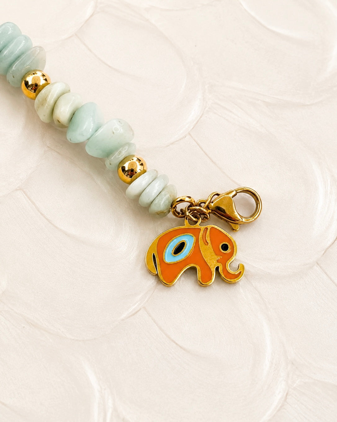 ✨ Amazonite & Gold Stainless Steel Charm Bracelet