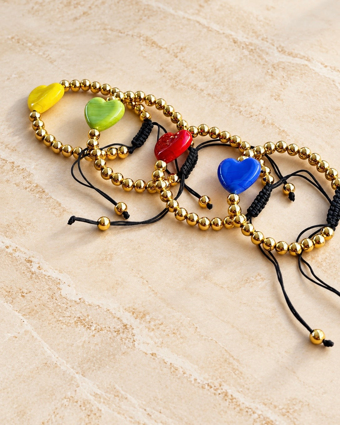 Colorful Heart Adjustable Bracelet — Stainless Steel