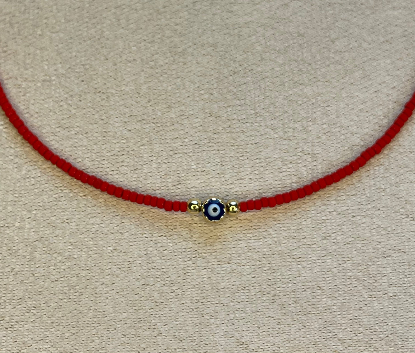 Red Beads Evil Eye Necklace