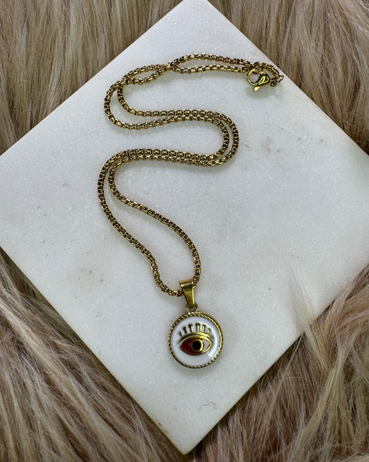 Gold Plated Evil Eye Stainless Steel Necklace