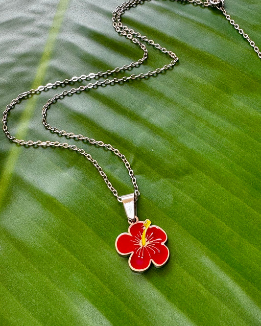 Red Flor Maga Necklace Stainless Steel