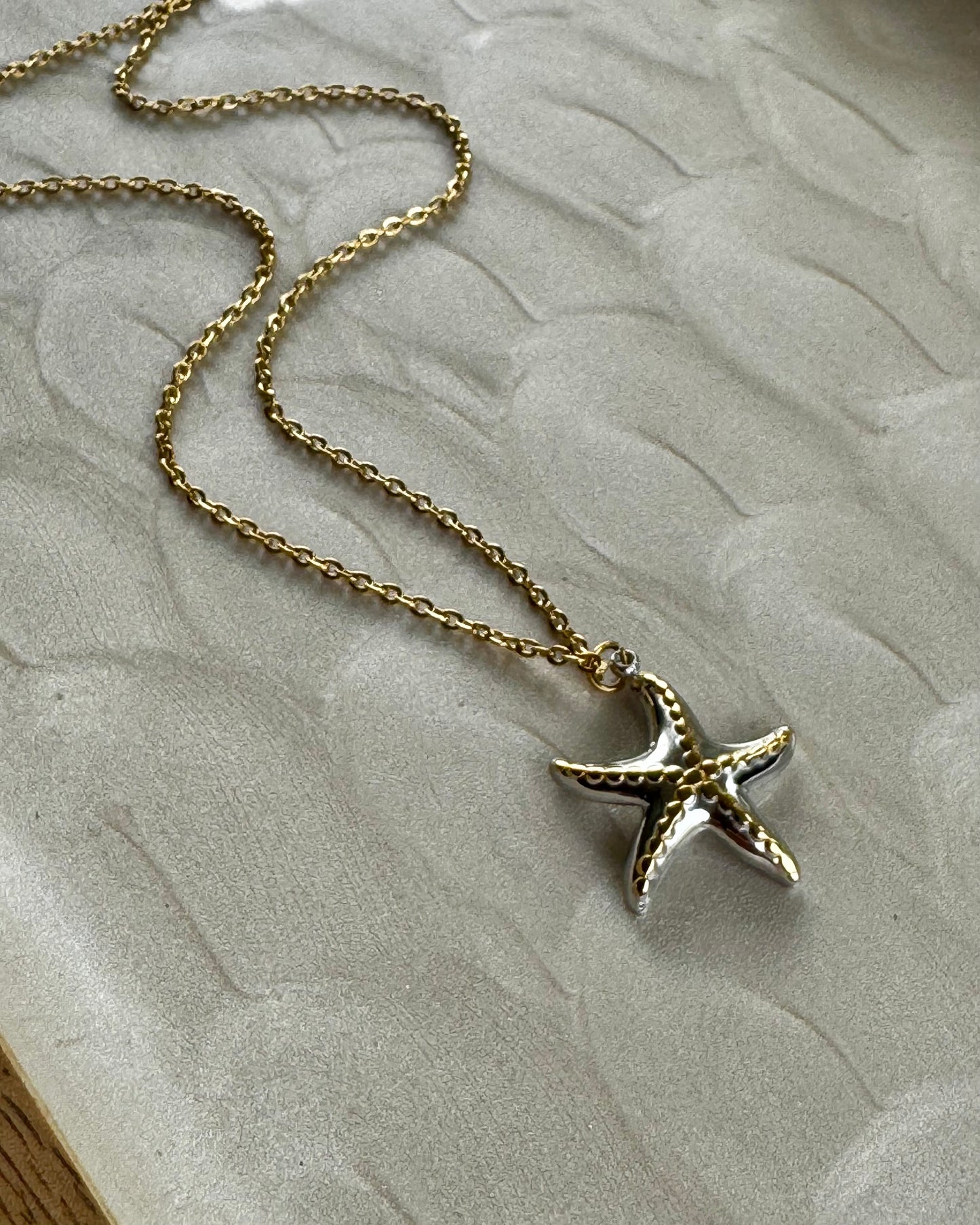 Two-Tone Starfish Stainless Steel Necklace