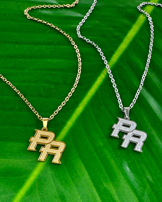 “PR” Initial Necklace – 20" Stainless Steel (Gold & Silver)