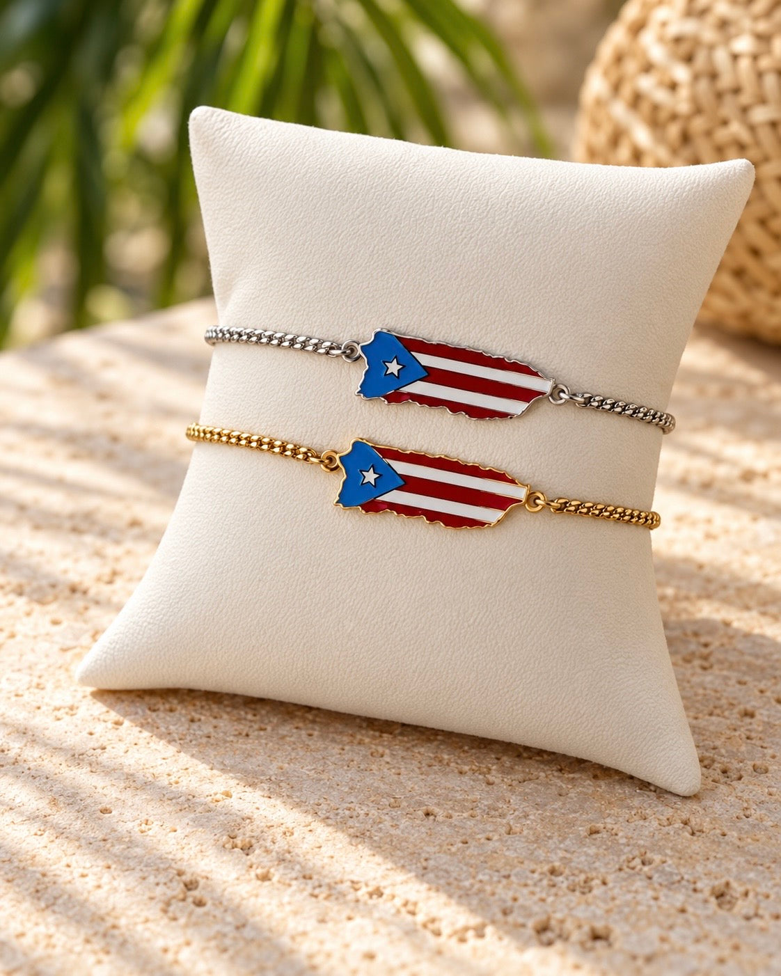Puerto Rican Flag Adjustable Bracelet – Stainless Steel