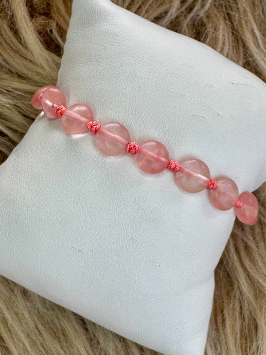 Strawberry Quartz Adjustable Bracelet