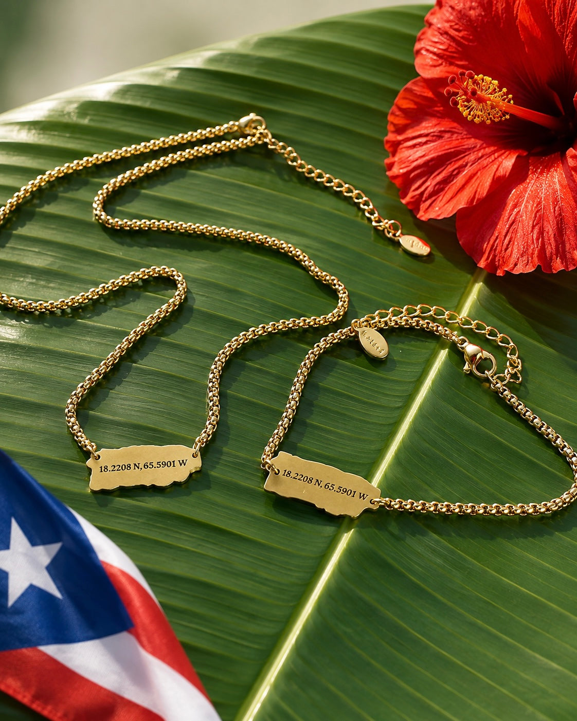 Puerto Rico Coordinates Stainless Steel Bracelet