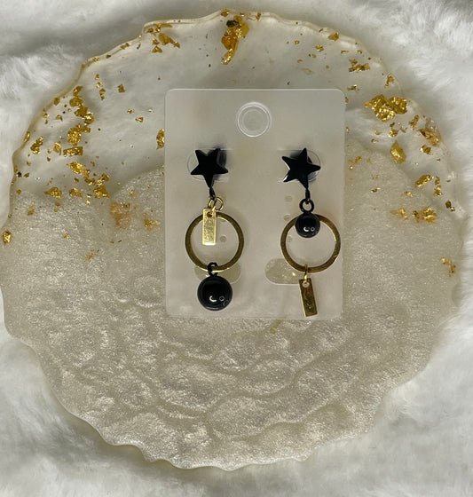 Gold & Black Earrings