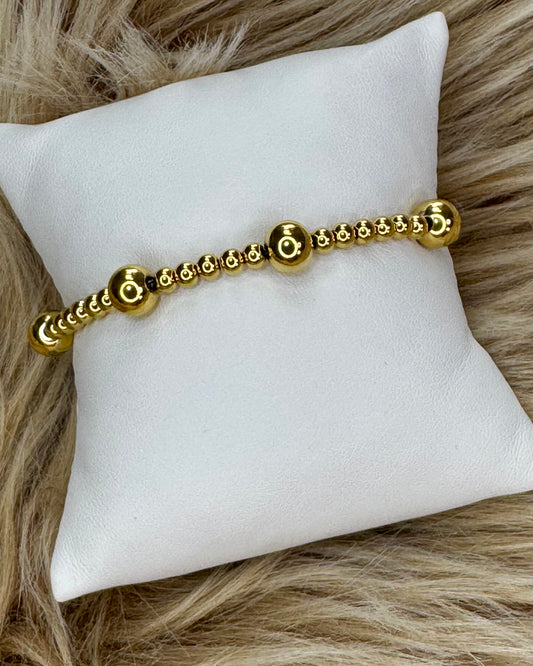 Gold Stainless Steel Sphere Elastic Bracelet