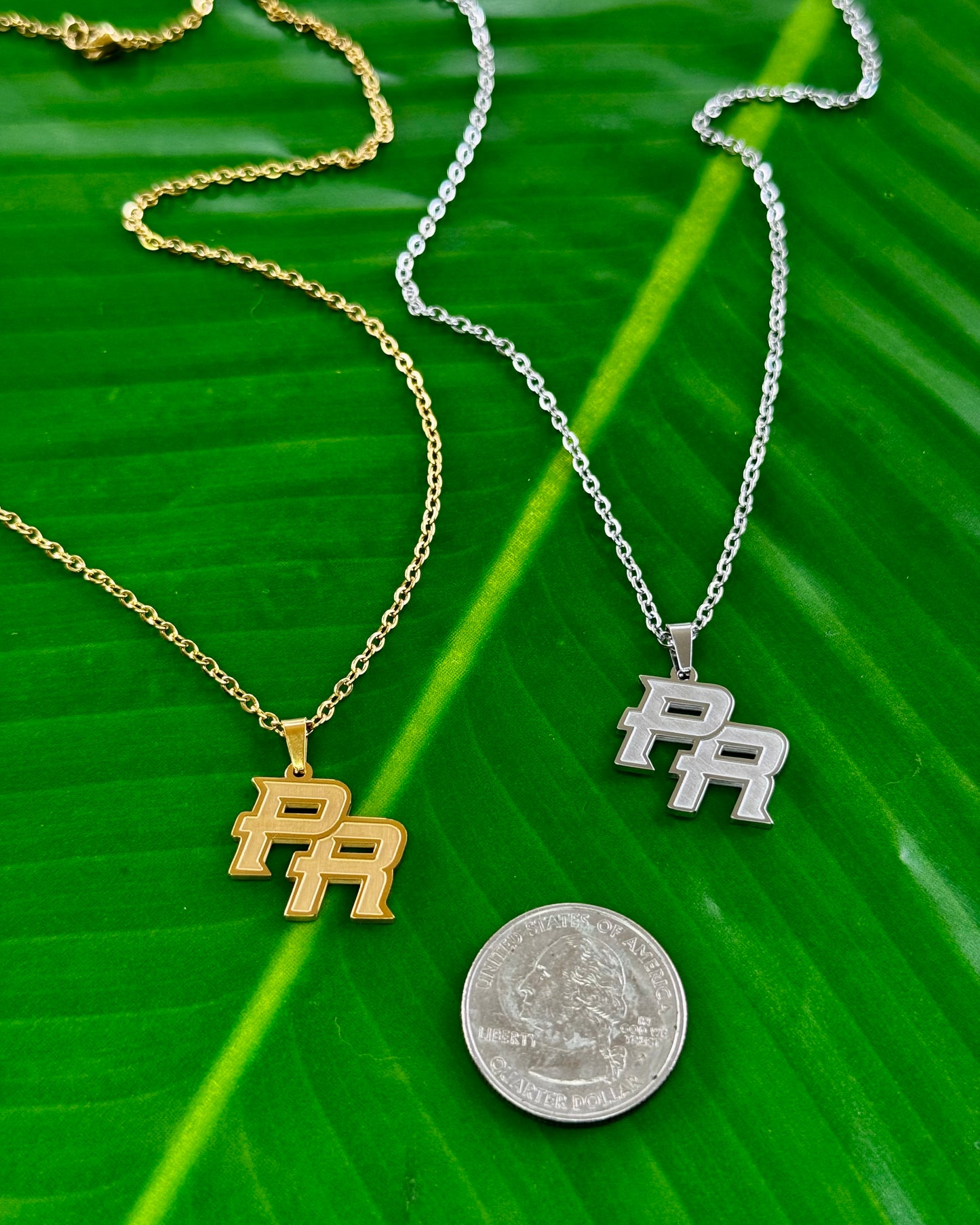 “PR” Initial Necklace – 20" Stainless Steel (Gold & Silver)