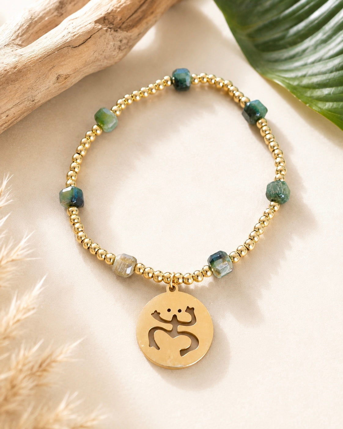 Coquí Taíno Elastic Bracelet – Green Tones