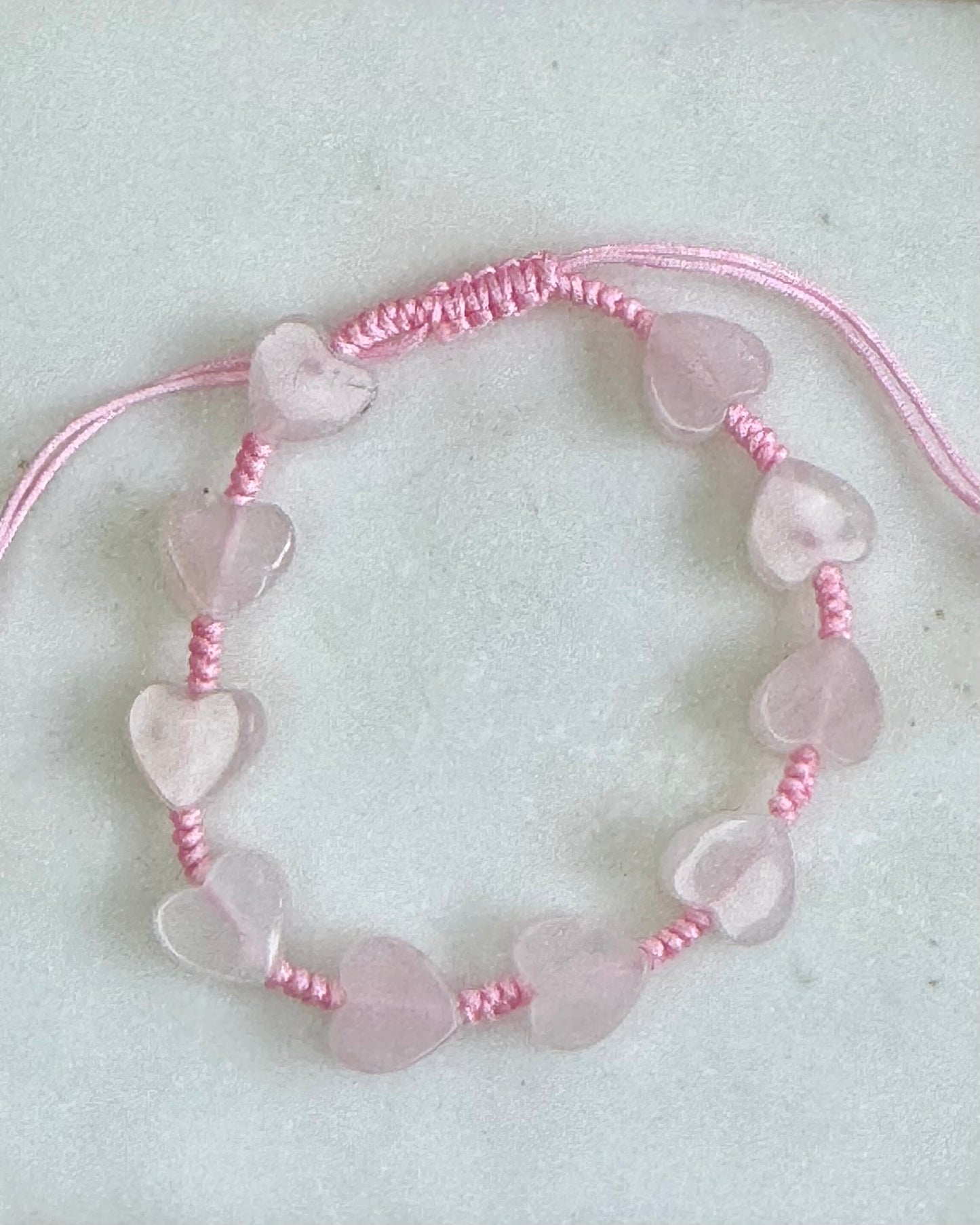 Rose Quartz Heart Adjustable Bracelet