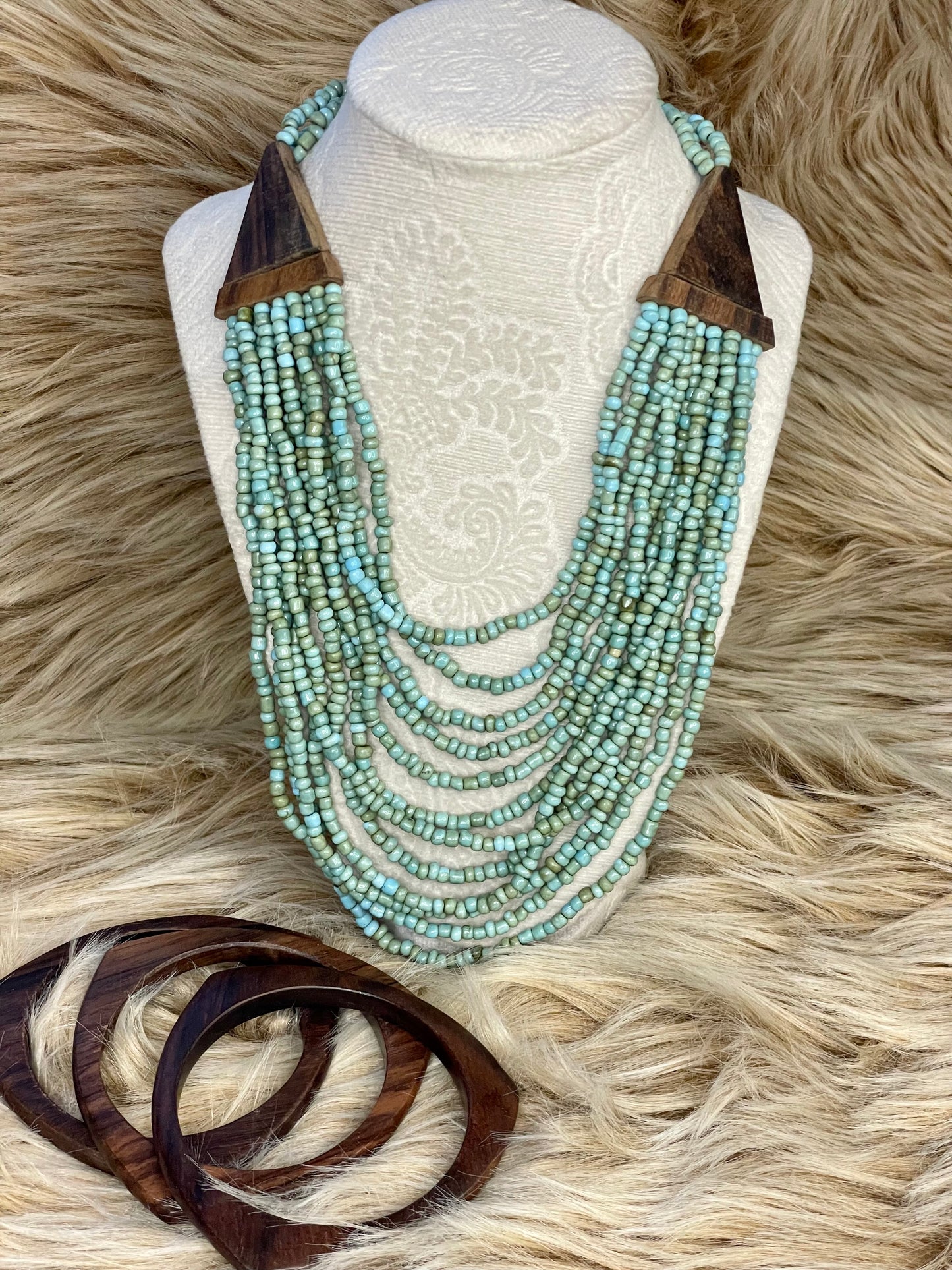 Turquoise Beads Layers  Necklace