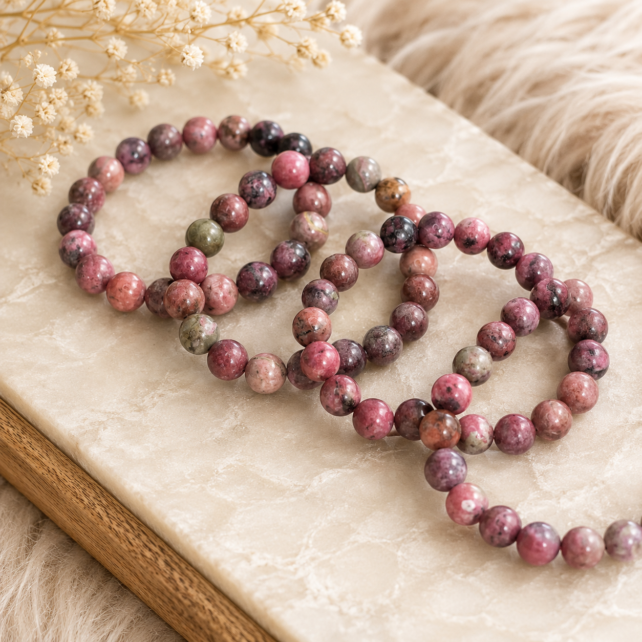 Rhodonite 10mm Bracelet – Love • Balance • Emotional Healing