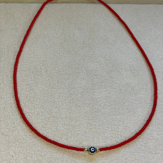 Red Beads Evil Eye Necklace