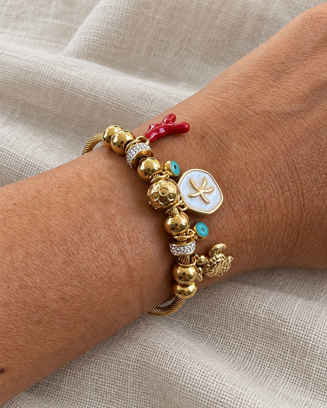 Ocean Treasures Stainless Steel Charm Bangle