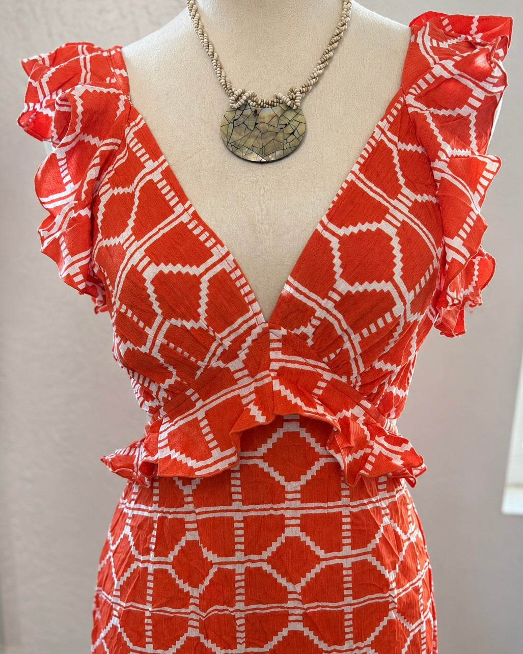 Long Dress Summer- Coral & Yellow