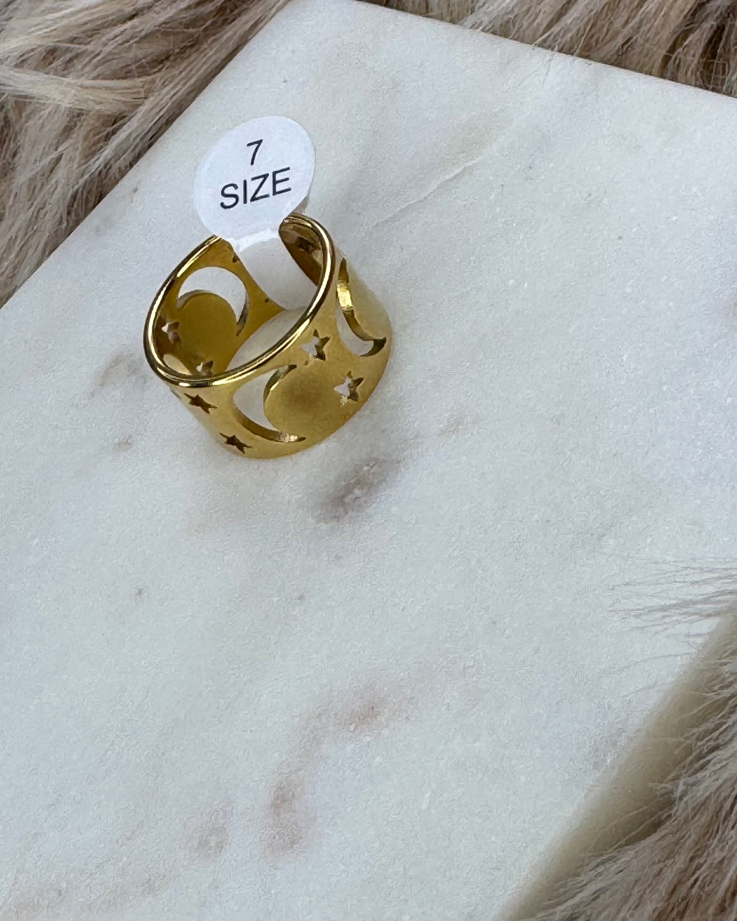 Crescent Gold Stainless Steel Ring